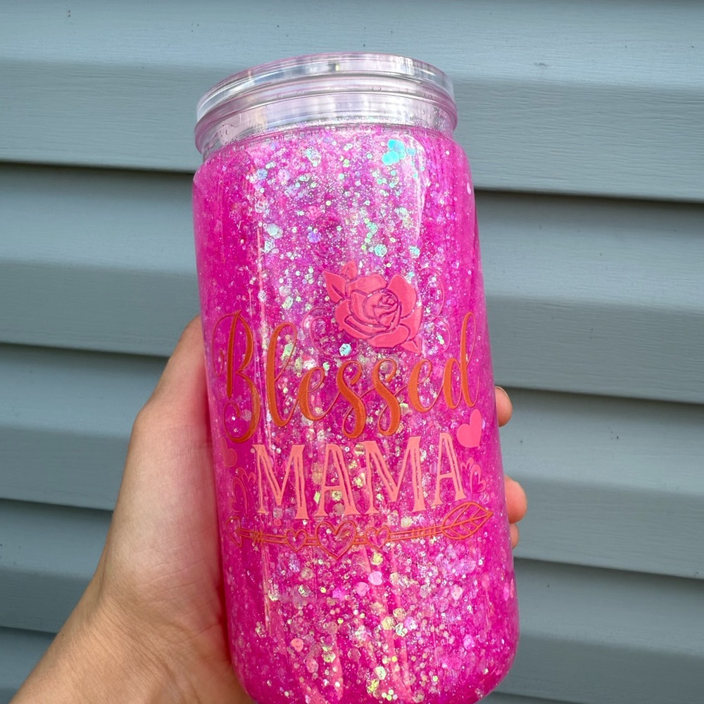 acrylic 16oz suspended snowglobe cup